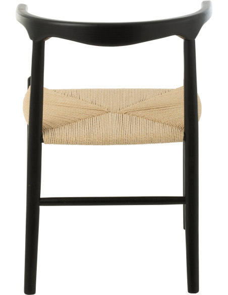 Chaise moderne haut de gamme en Bois de hêtre Noir Corde Naturel Toon - 5