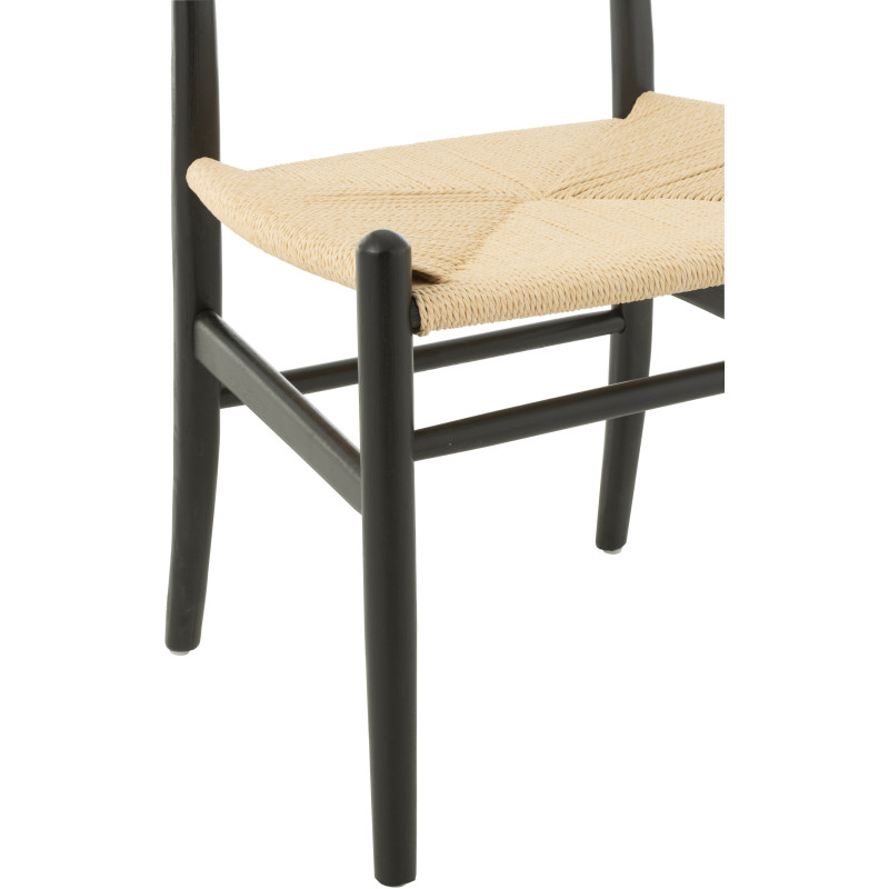 Chaise moderne haut de gamme en Bois de hêtre Noir Corde Naturel Toon - 6