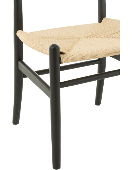 Chaise moderne haut de gamme en Bois de hêtre Noir Corde Naturel Toon - 6