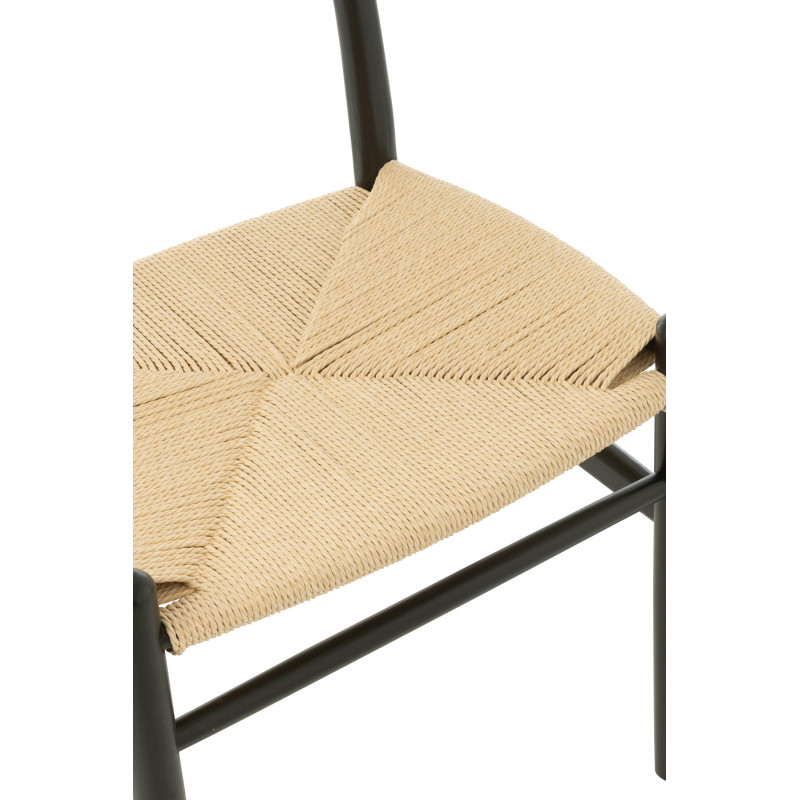 Chaise moderne haut de gamme en Bois de hêtre Noir Corde Naturel Toon - 7