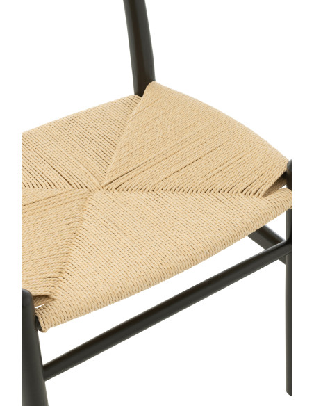 Chaise moderne haut de gamme en Bois de hêtre Noir Corde Naturel Toon - 7