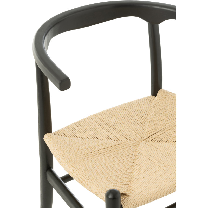 Chaise moderne haut de gamme en Bois de hêtre Noir Corde Naturel Toon - 8