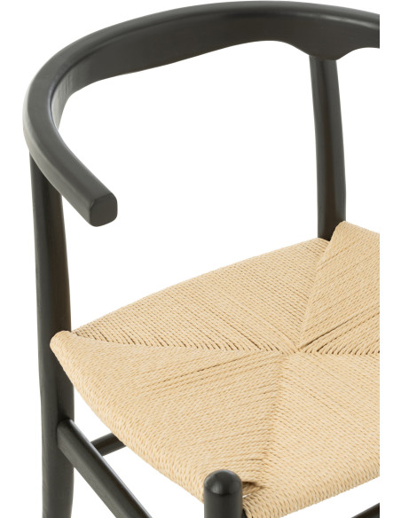 Chaise moderne haut de gamme en Bois de hêtre Noir Corde Naturel Toon - 8