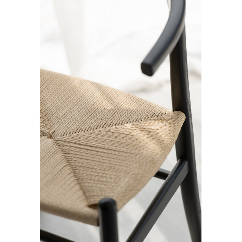 Chaise moderne haut de gamme en Bois de hêtre Noir Corde Naturel Toon - 9