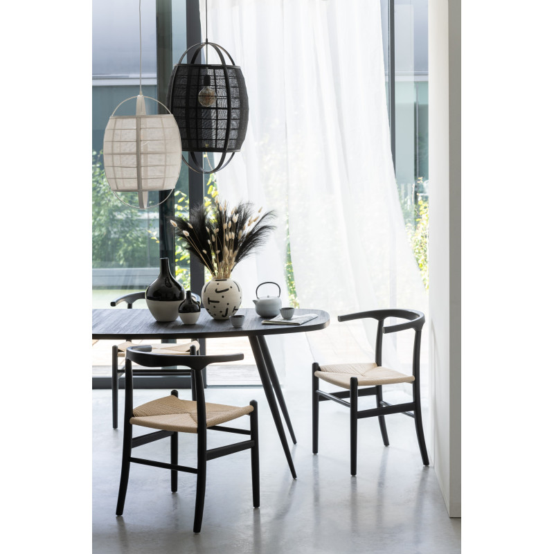 Chaise moderne haut de gamme en Bois de hêtre Noir Corde Naturel Toon - 10