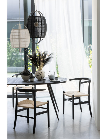 Chaise moderne haut de gamme en Bois de hêtre Noir Corde Naturel Toon - 10