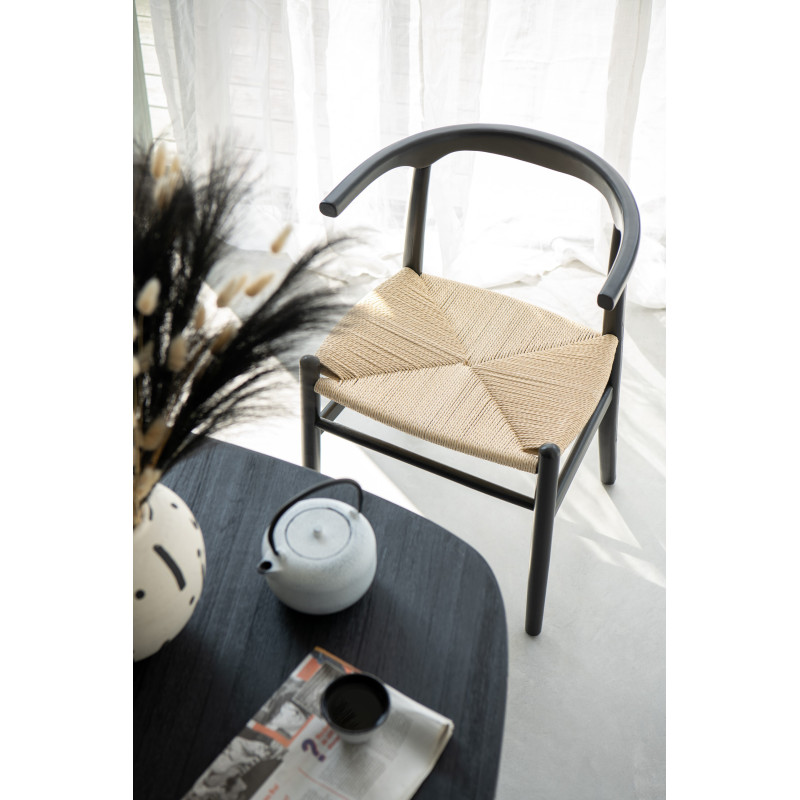 Chaise moderne haut de gamme en Bois de hêtre Noir Corde Naturel Toon - 2