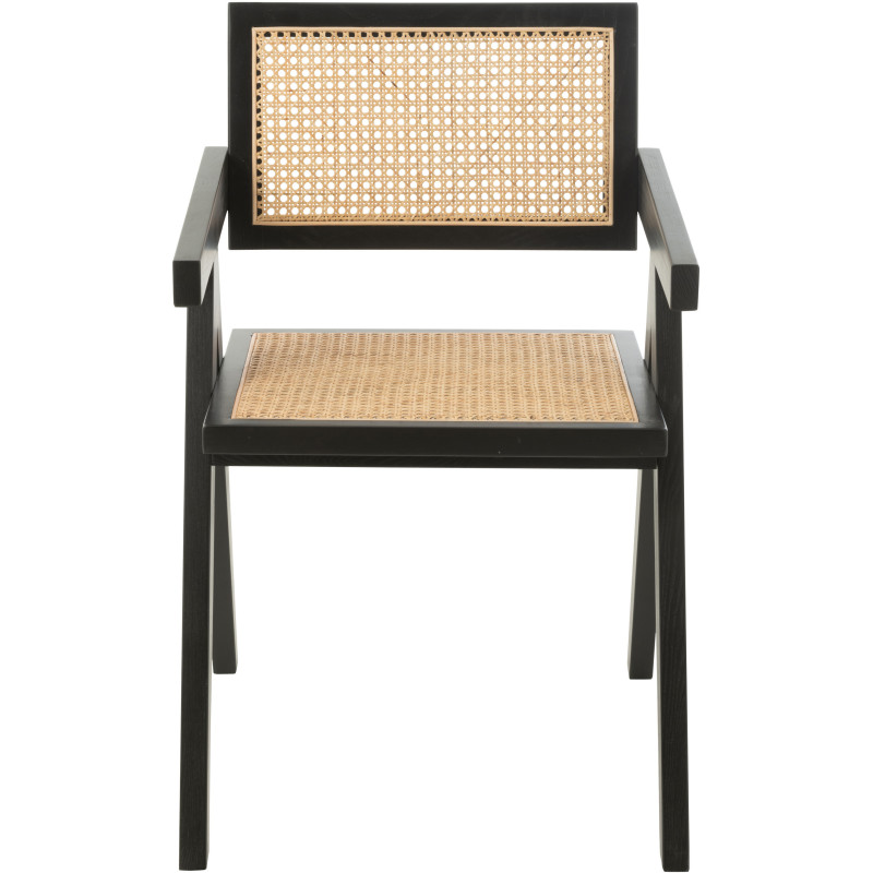 Fauteuil de table moderne haut de gamme en Bois de frêne Noir Rotin Naturel Cannage Grid - 3