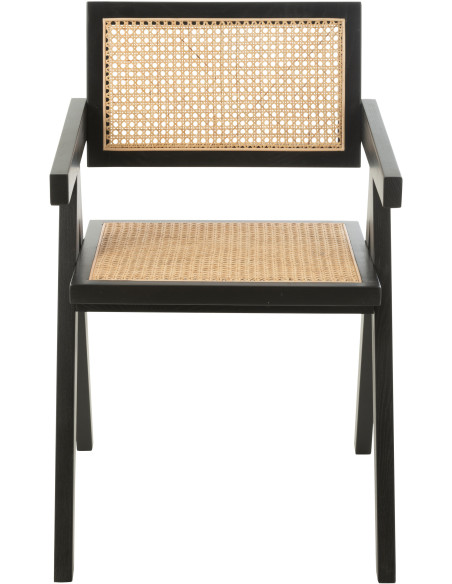Fauteuil de table moderne haut de gamme en Bois de frêne Noir Rotin Naturel Cannage Grid - 3