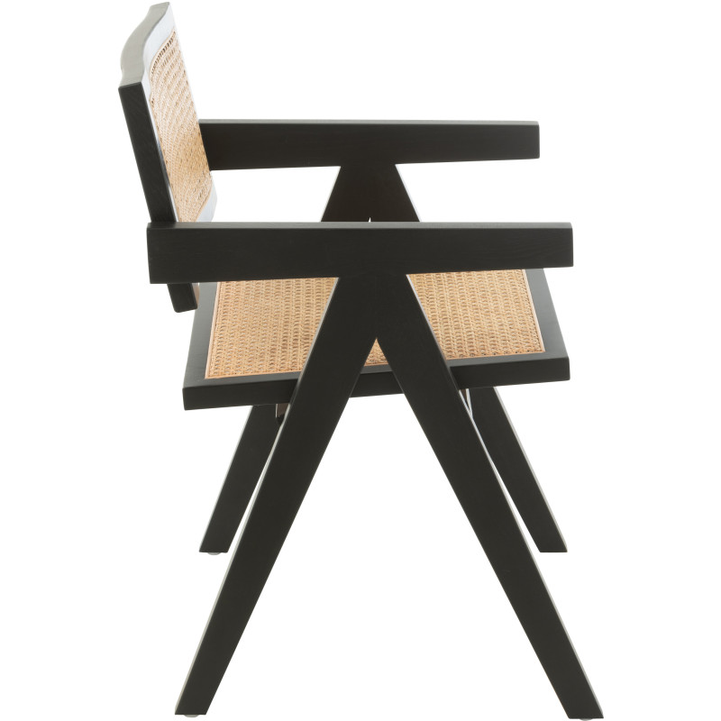 Fauteuil de table moderne haut de gamme en Bois de frêne Noir Rotin Naturel Cannage Grid - 4