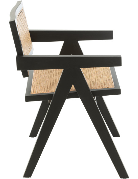 Fauteuil de table moderne haut de gamme en Bois de frêne Noir Rotin Naturel Cannage Grid - 4