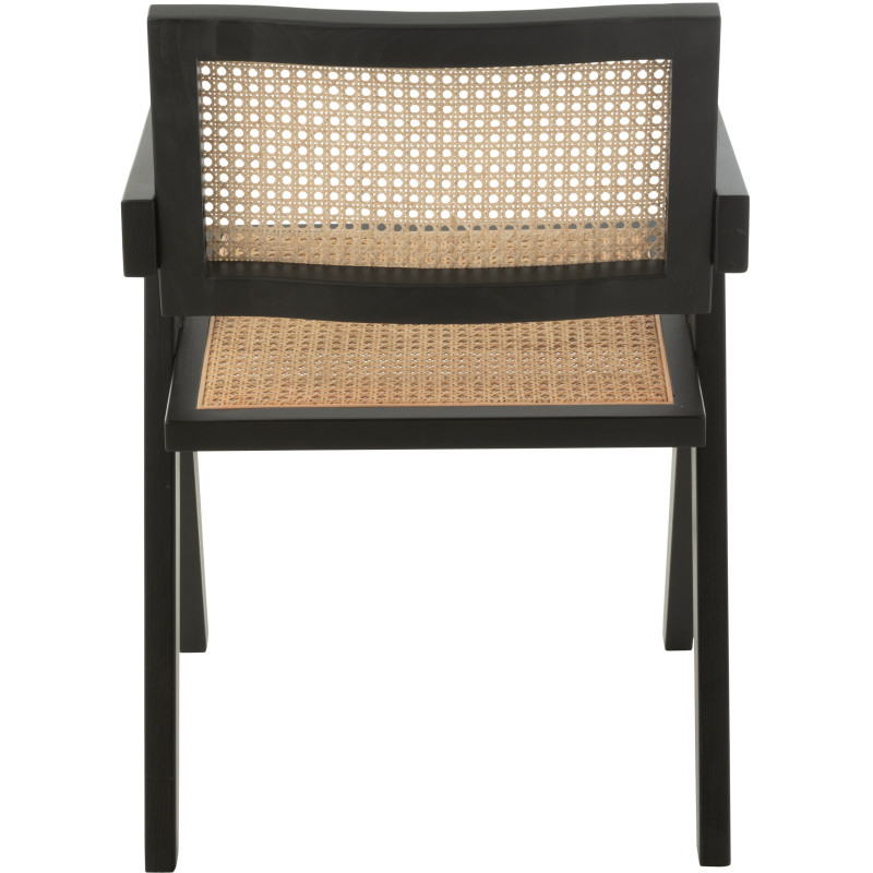 Fauteuil de table moderne haut de gamme en Bois de frêne Noir Rotin Naturel Cannage Grid - 5