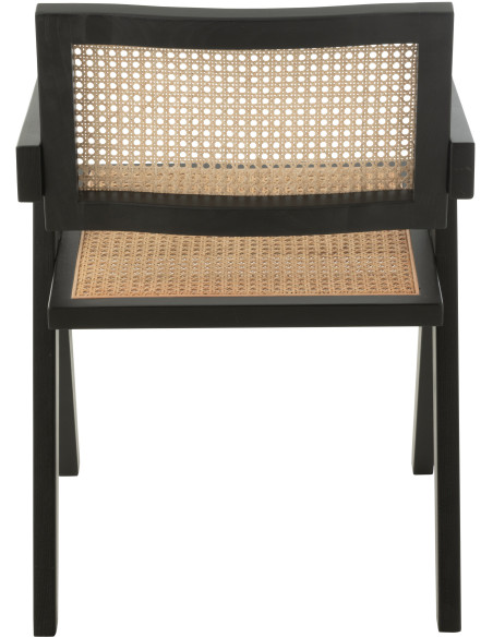 Fauteuil de table moderne haut de gamme en Bois de frêne Noir Rotin Naturel Cannage Grid - 5