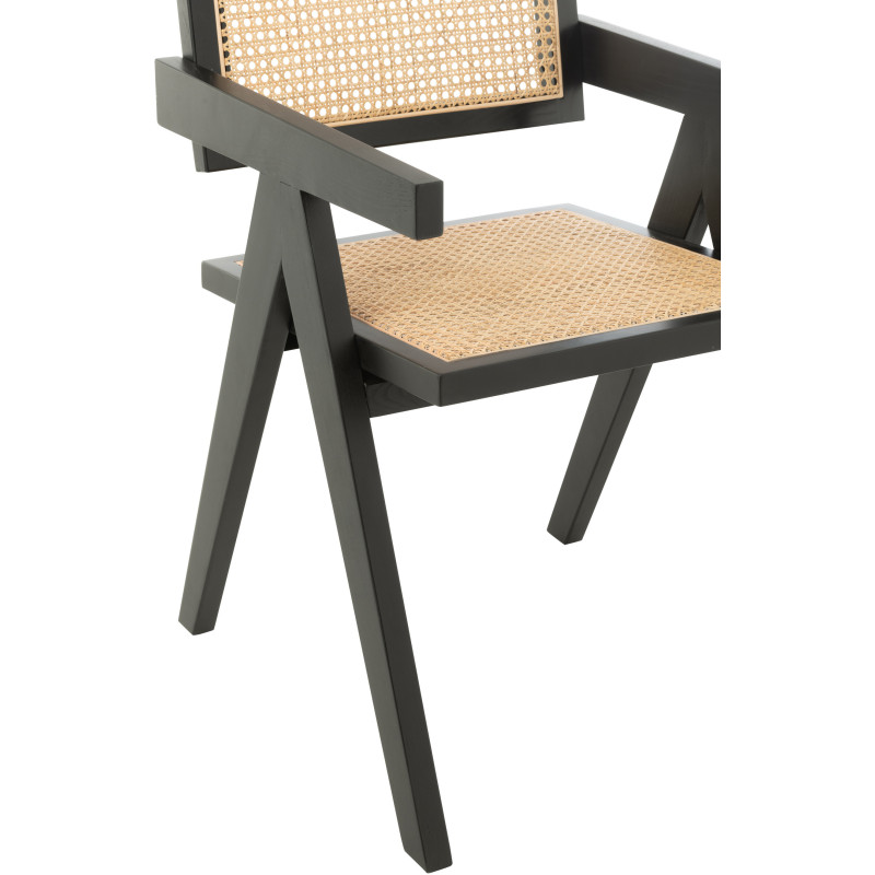Fauteuil de table moderne haut de gamme en Bois de frêne Noir Rotin Naturel Cannage Grid - 6