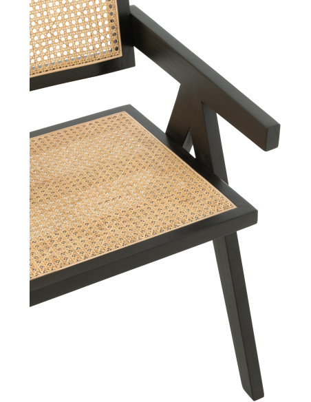Fauteuil de table moderne haut de gamme en Bois de frêne Noir Rotin Naturel Cannage Grid - 7