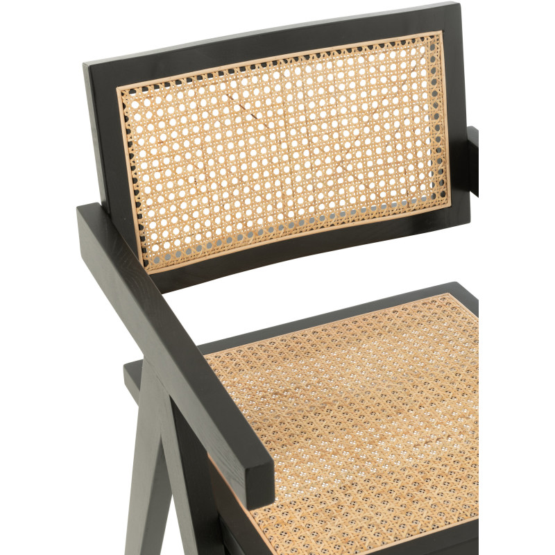 Fauteuil de table moderne haut de gamme en Bois de frêne Noir Rotin Naturel Cannage Grid - 8