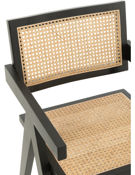 Fauteuil de table moderne haut de gamme en Bois de frêne Noir Rotin Naturel Cannage Grid - 8