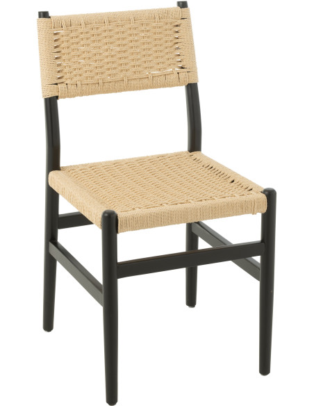 Chaise moderne haut de gamme en Bois de hêtre Noir Corde Naturel Lap - 1