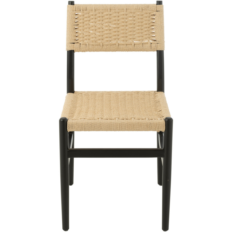 Chaise moderne haut de gamme en Bois de hêtre Noir Corde Naturel Lap - 2