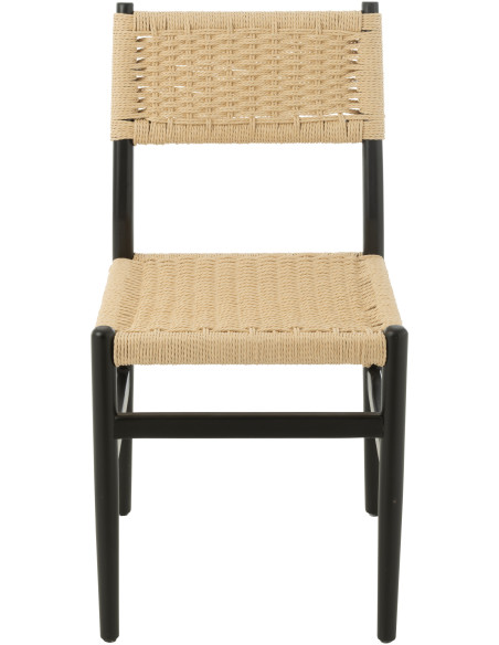 Chaise moderne haut de gamme en Bois de hêtre Noir Corde Naturel Lap - 2