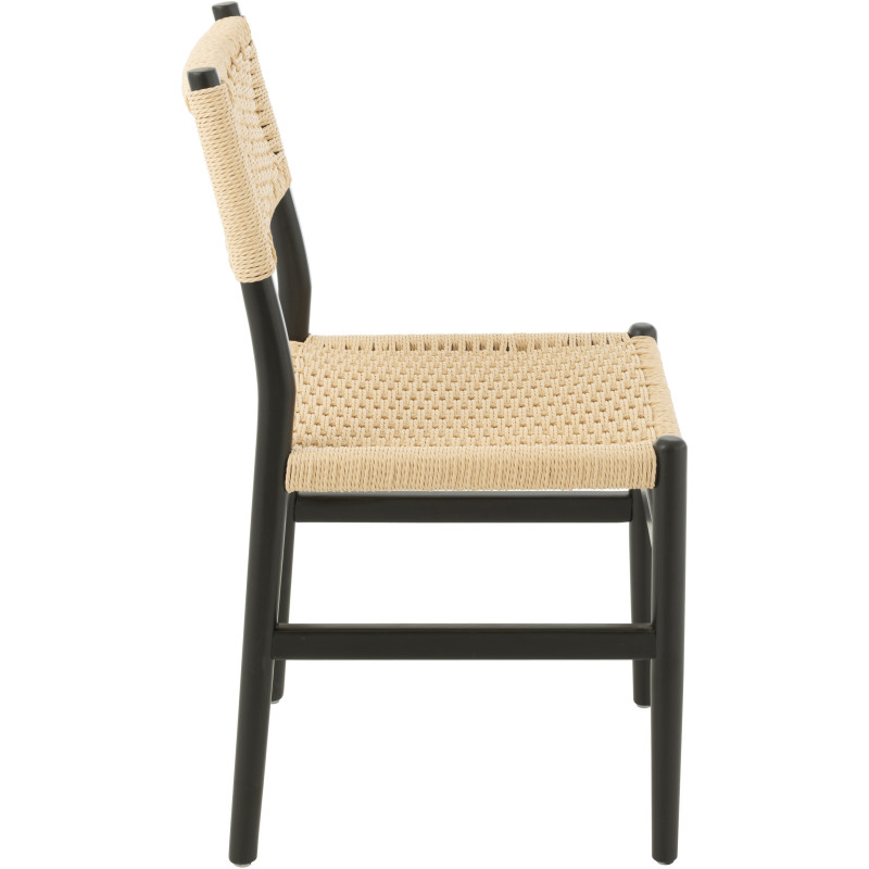 Chaise moderne haut de gamme en Bois de hêtre Noir Corde Naturel Lap - 3