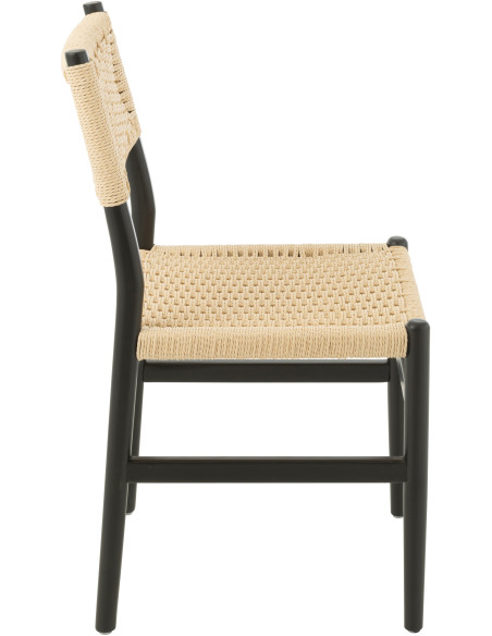 Chaise moderne haut de gamme en Bois de hêtre Noir Corde Naturel Lap - 3