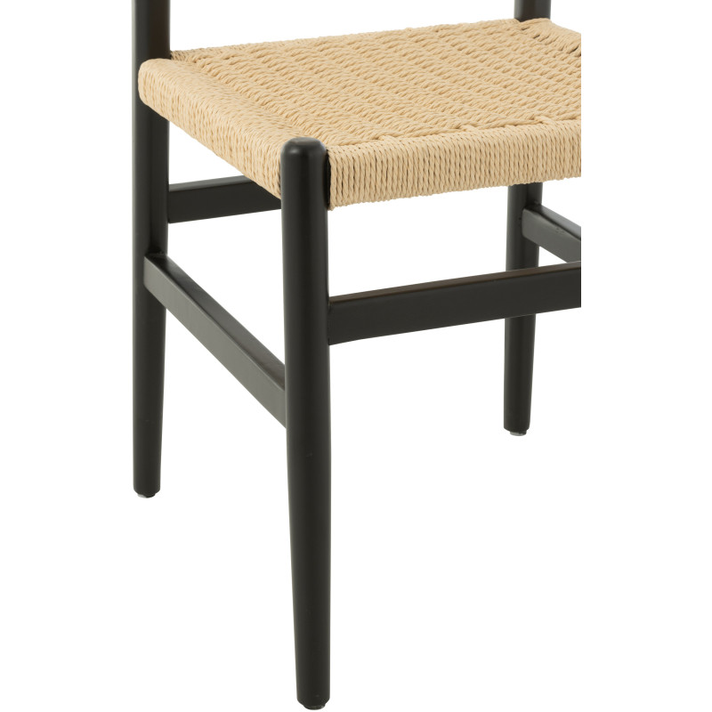 Chaise moderne haut de gamme en Bois de hêtre Noir Corde Naturel Lap - 5