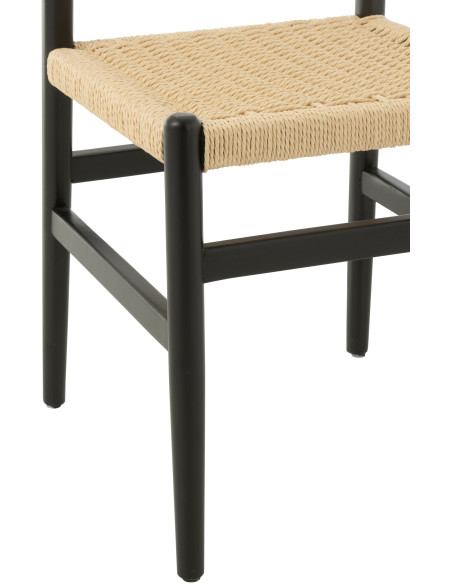Chaise moderne haut de gamme en Bois de hêtre Noir Corde Naturel Lap - 5