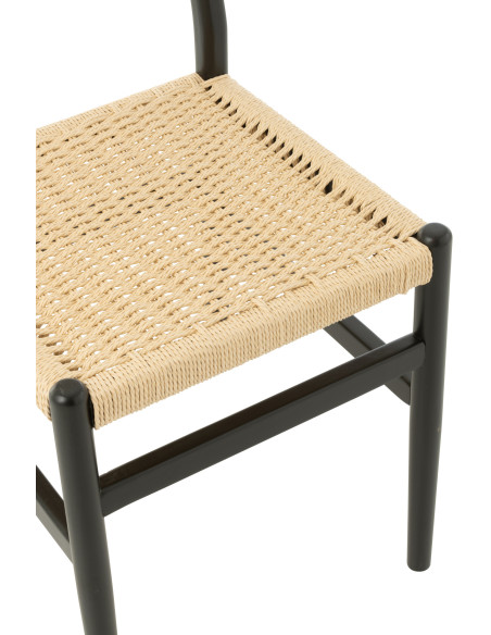 Chaise moderne haut de gamme en Bois de hêtre Noir Corde Naturel Lap - 6