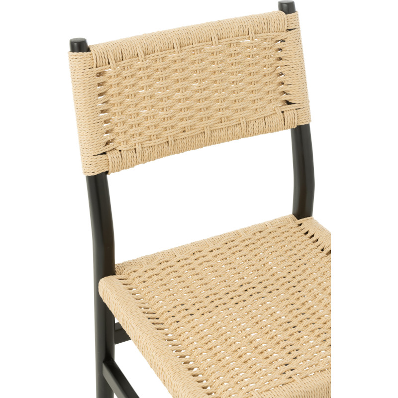 Chaise moderne haut de gamme en Bois de hêtre Noir Corde Naturel Lap - 7