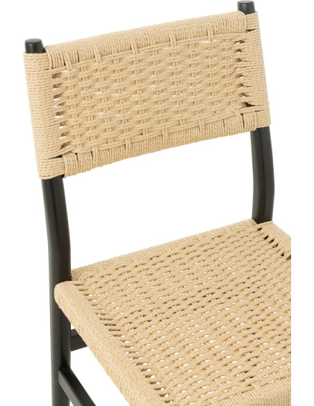 Chaise moderne haut de gamme en Bois de hêtre Noir Corde Naturel Lap - 7