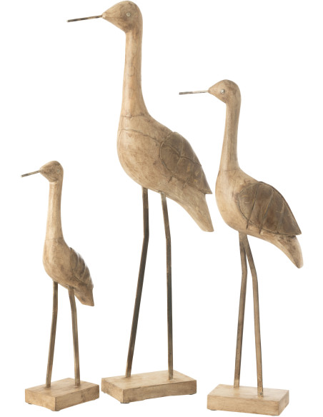 Grande Sculpture déco sur pied Poisson Hauteur 40 cm en Bois de manguier Naturel Métal Blanc Noka - 3