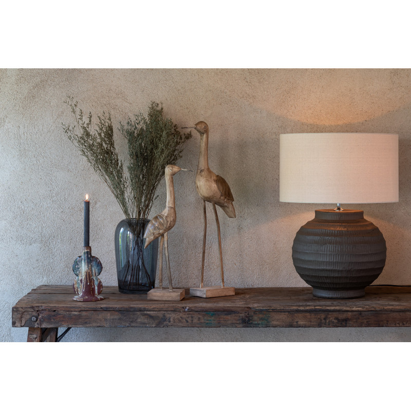 Grande Sculpture déco sur pied Poisson Hauteur 40 cm en Bois de manguier Naturel Métal Blanc Noka - 4