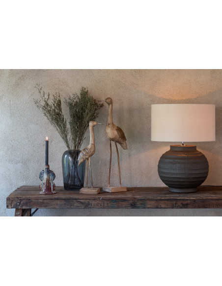 Grande Sculpture déco sur pied Poisson Hauteur 40 cm en Bois de manguier Naturel Métal Blanc Noka - 4