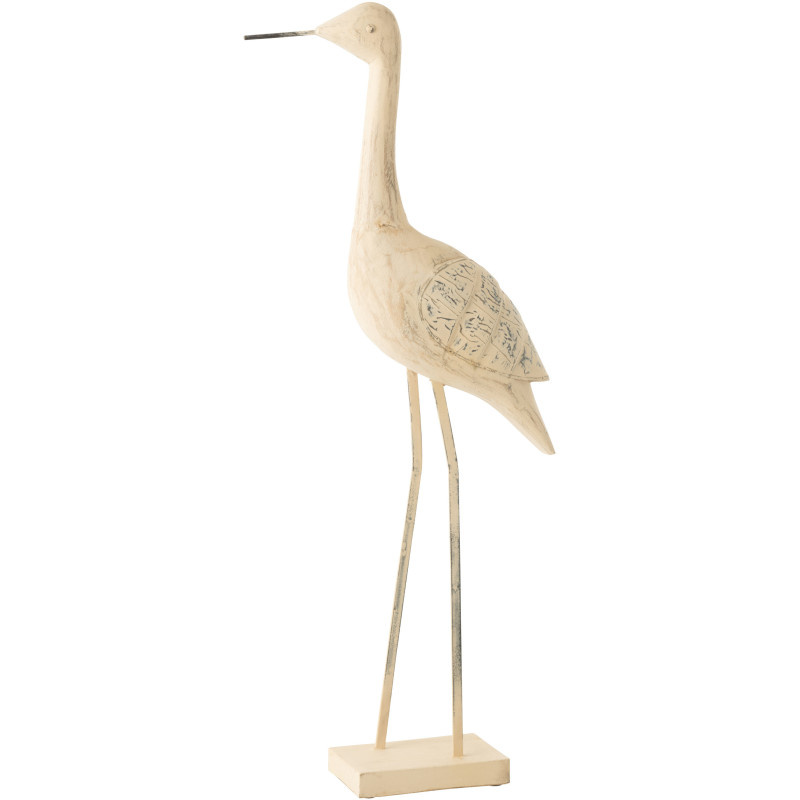 Grande Sculpture déco sur pied Oiseau en Bois de manguier Métal Beige Pona - 1