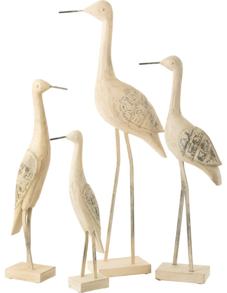 Grande Sculpture déco sur pied Oiseau en Bois de manguier Métal Beige Pona - 2