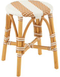 Tabouret extérieur rond en Rotin Naturel Plastique Naturel Blanc Live - 1