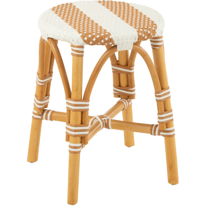 Tabouret extérieur rond en Rotin Naturel Plastique Naturel Blanc Live - 1