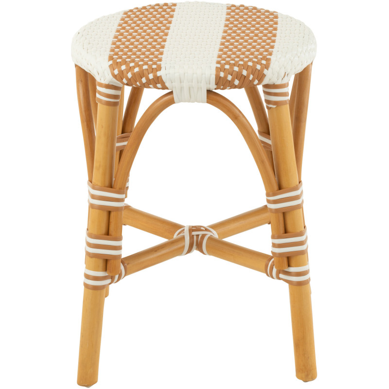 Tabouret extérieur rond en Rotin Naturel Plastique Naturel Blanc Live - 2