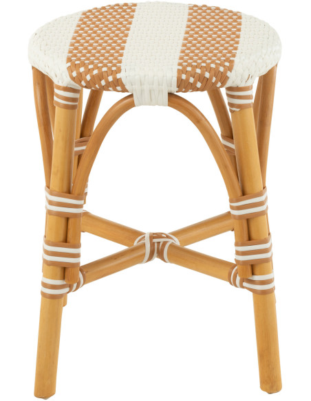 Tabouret extérieur rond en Rotin Naturel Plastique Naturel Blanc Live - 2