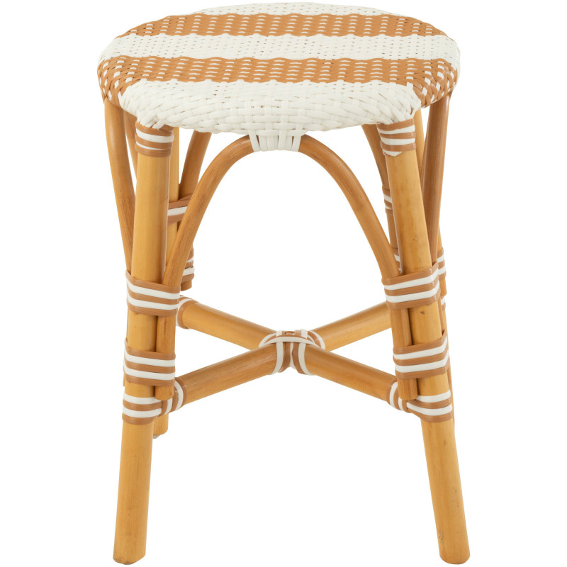 Tabouret extérieur rond en Rotin Naturel Plastique Naturel Blanc Live - 3