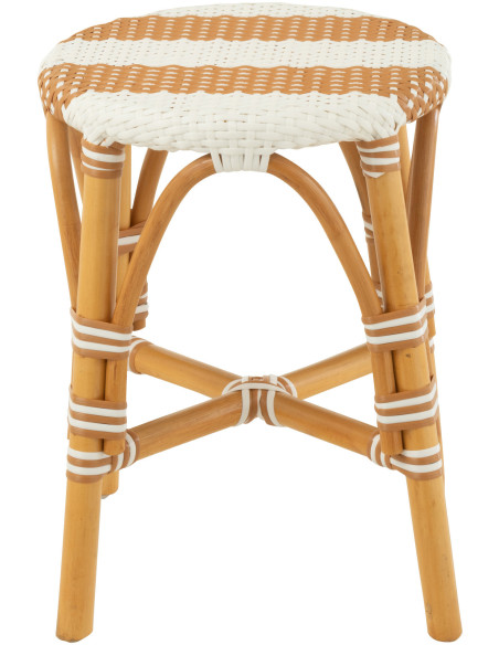 Tabouret extérieur rond en Rotin Naturel Plastique Naturel Blanc Live - 3