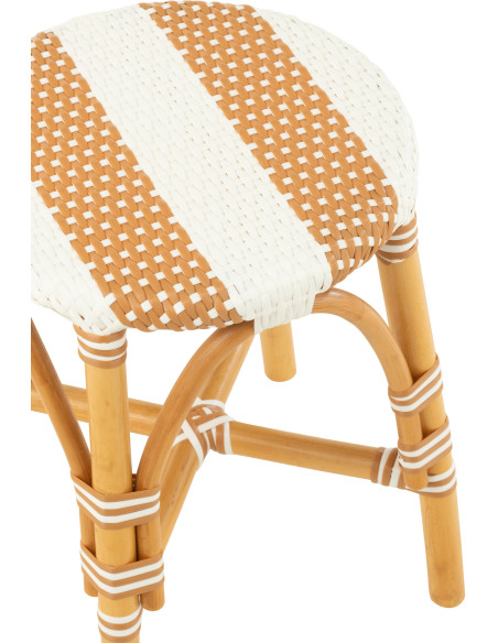 Tabouret extérieur rond en Rotin Naturel Plastique Naturel Blanc Live - 5
