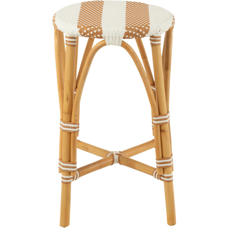 Tabouret de bar extérieur rond Hauteur 65 cm en Rotin Naturel Plastique Naturel Blanc Live - 2