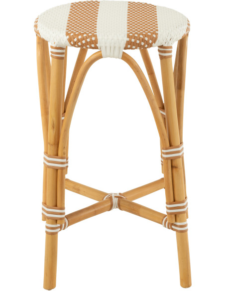 Tabouret de bar extérieur rond Hauteur 65 cm en Rotin Naturel Plastique Naturel Blanc Live - 2
