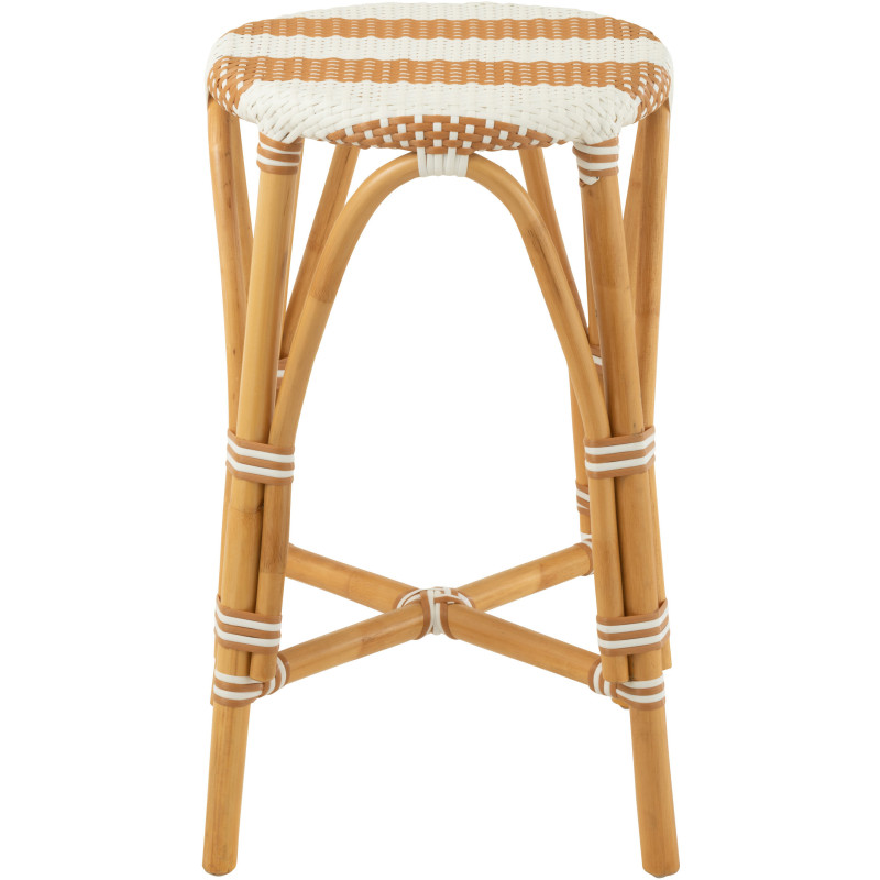 Tabouret de bar extérieur rond Hauteur 65 cm en Rotin Naturel Plastique Naturel Blanc Live - 3