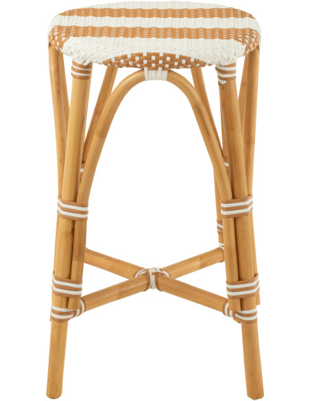 Tabouret de bar extérieur rond Hauteur 65 cm en Rotin Naturel Plastique Naturel Blanc Live - 3