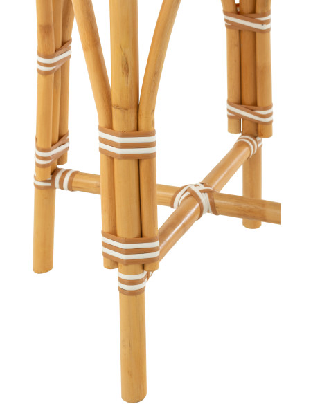 Tabouret de bar extérieur rond Hauteur 65 cm en Rotin Naturel Plastique Naturel Blanc Live - 5