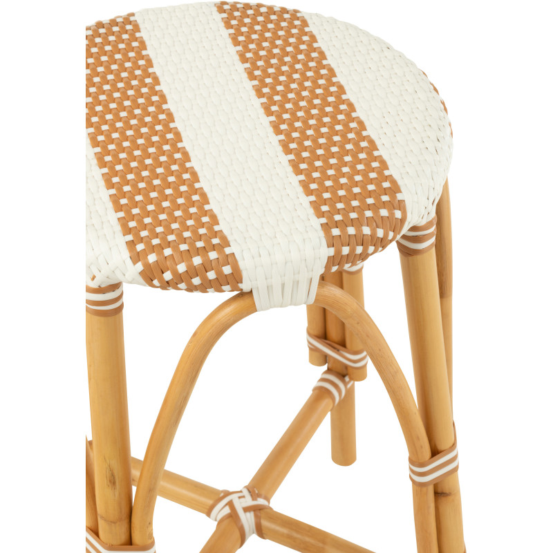 Tabouret de bar extérieur rond Hauteur 65 cm en Rotin Naturel Plastique Naturel Blanc Live - 6