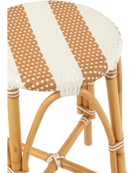 Tabouret de bar extérieur rond Hauteur 65 cm en Rotin Naturel Plastique Naturel Blanc Live - 6